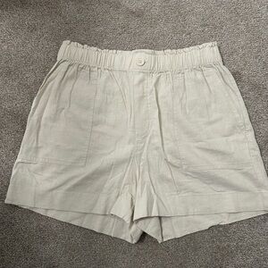 LOFT Cream High-Waist Elastic Pull-On Shorts